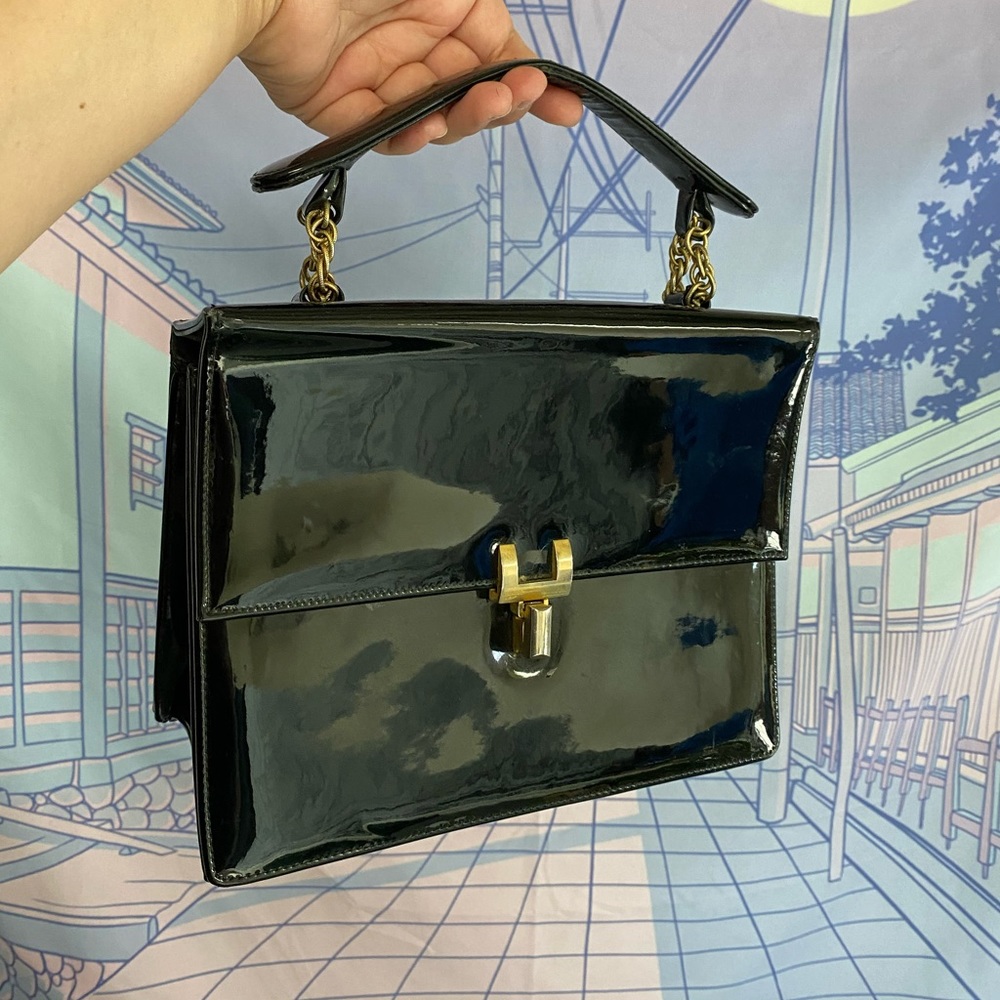 Vintage Black Patent Leather Purse